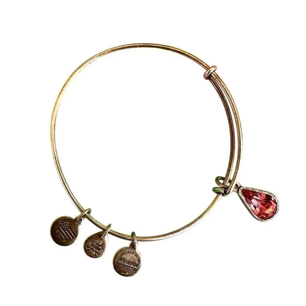 Alex and Ani pink Swarovski silver plated tear drop bracelet